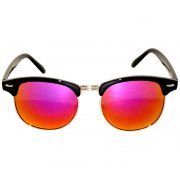 Half Frame Sunglasses Black/Silver Frame Purple Mirror Lens