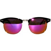 Half Frame Sunglasses Black/Silver Frame Purple Mirror Lens