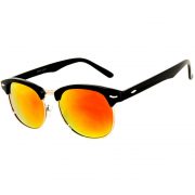 Half Frame Sunglasses Black/Silver Frame Red Mirror Lens