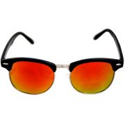 Half Frame Sunglasses Black/Silver Frame Red Mirror Lens