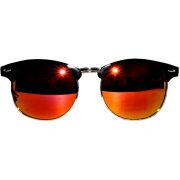 Half Frame Sunglasses Black/Silver Frame Red Mirror Lens