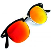 Half Frame Sunglasses Black/Silver Frame Red Mirror Lens