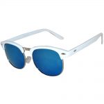 Half Frame Sunglasses Leopard White/Silver Frame Blue Mirror Lens