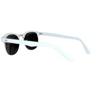 Half Frame Sunglasses Leopard White/Silver Frame Blue-Green Mirror Lens