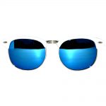 Half Frame Sunglasses Leopard White/Silver Frame Blue Mirror Lens