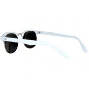 Half Frame Sunglasses Leopard White/Silver Frame Blue Mirror Lens