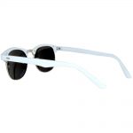 Half Frame Sunglasses Leopard White/Silver Frame Green Mirror Lens