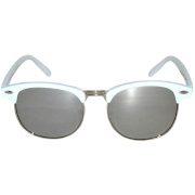 Half Frame Sunglasses Leopard White/Silver Frame Silver Mirror Lens