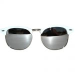 Half Frame Sunglasses Leopard White/Silver Frame Silver Mirror Lens