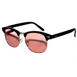 Half Frame Sunglasses Black/Gold Frame Pink Lens