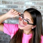 Half Frame Sunglasses Black/Gold Frame Pink Lens