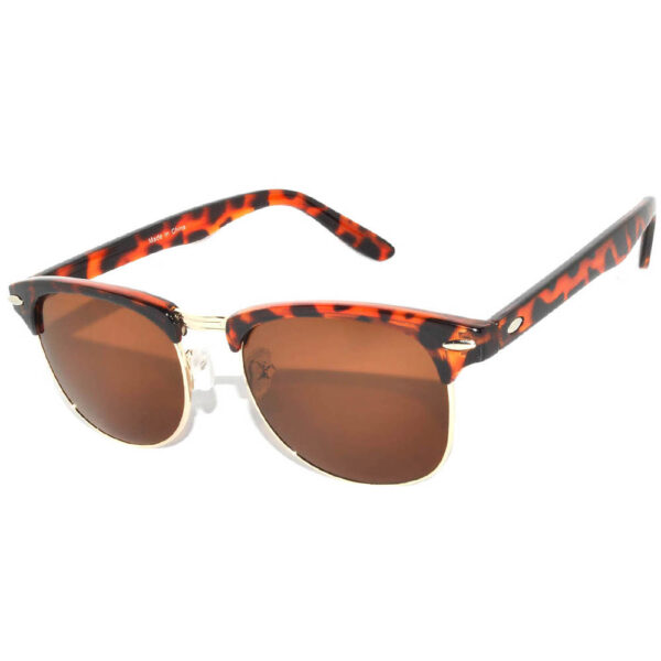 Half Frame Sunglasses Leopard/Gold Frame Brown Lens