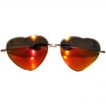 Sunglasses Heart Women's Metal Gold Frame Red Mirror Lens