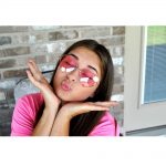 Sunglasses Heart Women's Metal Silver Frame Pink Lens