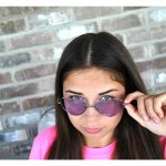 Sunglasses Heart Women's Metal Silver Frame Purple Lens