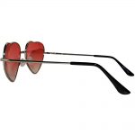 Sunglasses Heart Women's Metal Silver Frame Red Lens