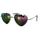 Sunglasses Heart Women's Metal Silver Frame Multicolor Mirror Lens