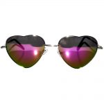 Sunglasses Heart Women's Metal Silver Frame Multicolor Mirror Lens