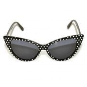 Wholesale Cat Eye Sunglasses Black with Dots Frame Smoke Lens One Dozen