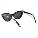 Wholesale Cat Eye Sunglasses Black with Dots Frame Smoke Lens One Dozen