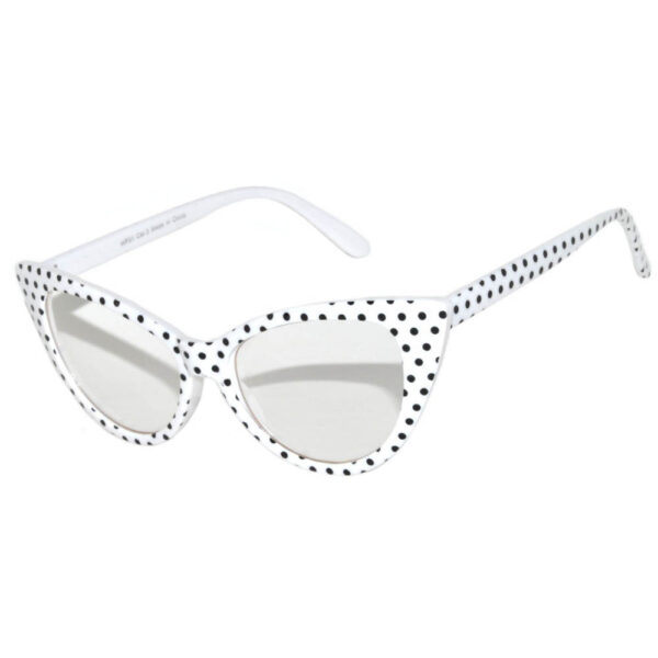 Cat Eye Glasses white frame Clear lens polka dots