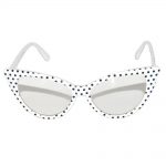 Cat Eye Glasses white frame Clear lens polka dots