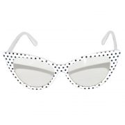 Cat Eye Glasses White Frame Polka Dots Clear Lens