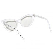 Cat Eye Glasses white frame Clear lens polka dots