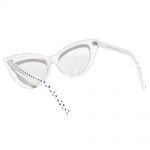 Cat Eye Glasses White Frame Polka Dots Clear Lens