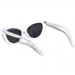 Cat Eye Sunglasses White frame polka Dots smoke lens
