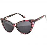 Wholesale Cat Eye Sunglasses Floral Black Frame Smoke Lens