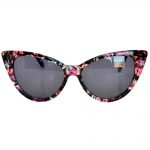 Wholesale Cat Eye Sunglasses Floral Black Frame Smoke Lens