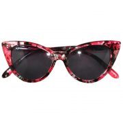 Wholesale Cat Eye Sunglasses Red Floral Frame Smoke Lens