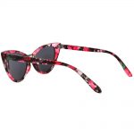 Wholesale Cat Eye Sunglasses Red Floral Frame Smoke Lens