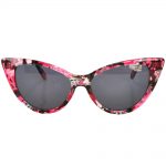 Wholesale Cat Eye Sunglasses Red Floral Frame Smoke Lens
