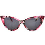 Wholesale Cat Eye Sunglasses Red Floral Frame Smoke Lens