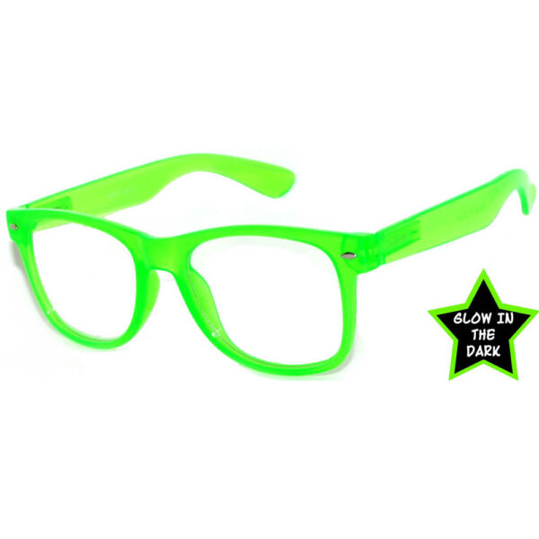 Glow in the Dark Sunglasses Clear Lens Green (12 PCS)