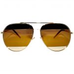 OWL ® Eyewear Sunglasses 86004 C6 Women's Metal Aviator Gold Frame Brown Mirror Lens One Pair
