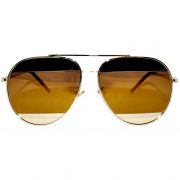 OWL ® Eyewear Sunglasses 86004 C6 Women's Metal Aviator Gold Frame Brown Mirror Lens One Pair