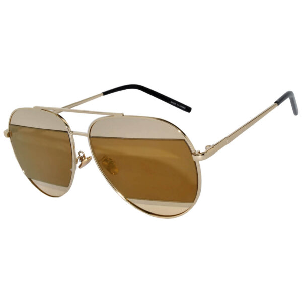 Owl ® Eyewear Sunglasses 86004 C2 Metal Aviator Gold Frame Brown Mirror