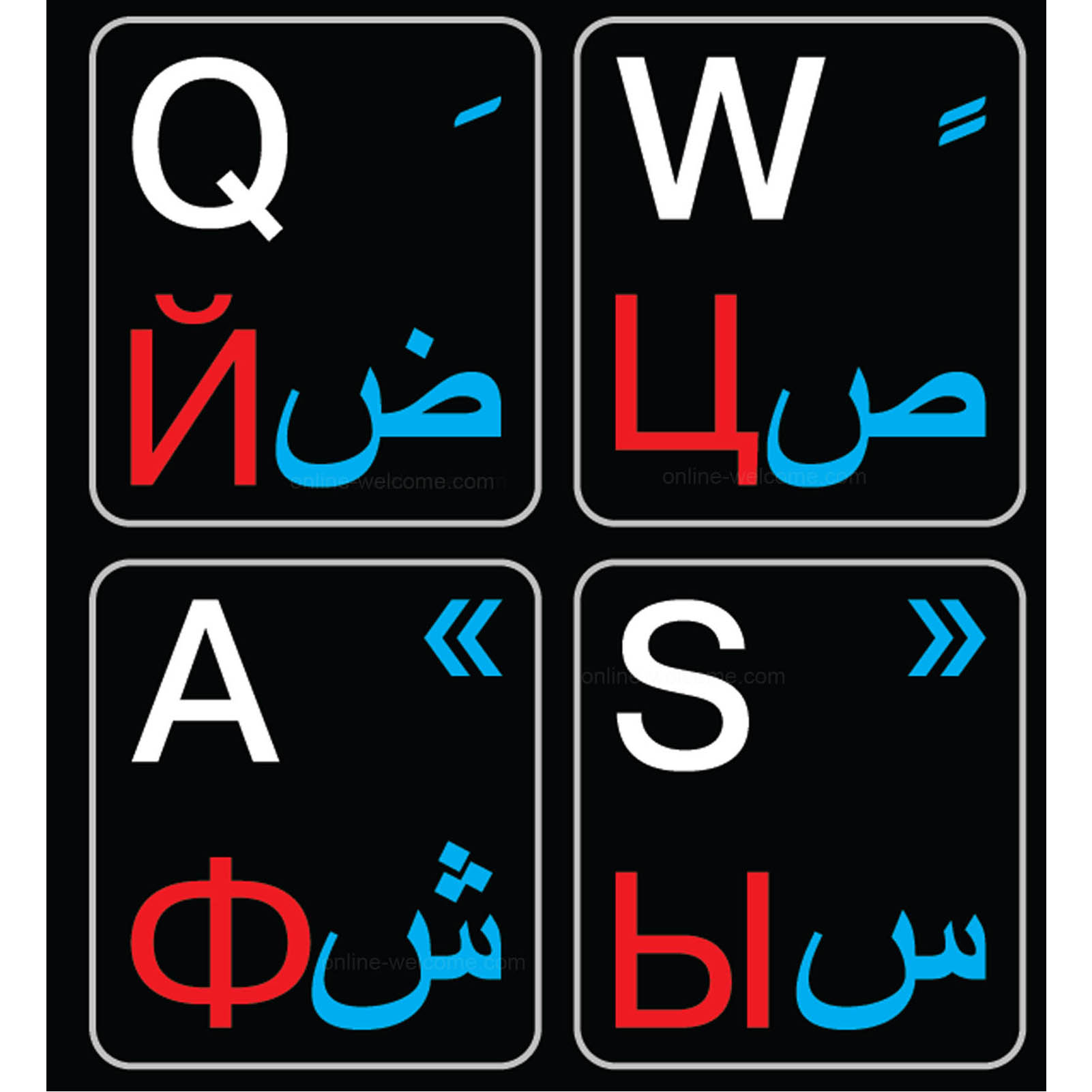 Mac Arabic-Russian-English keyboard stickers