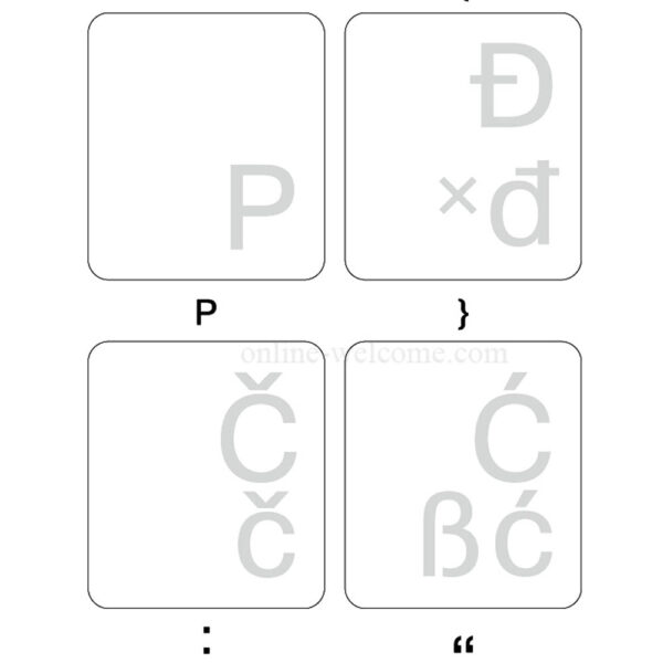 Croatian Slovenian letters white transparent