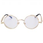 OWL ® Steampunk C8 Gothic Eyewear Sunglasses Women's Men's Metal Round Circle Gold Frame Clear Lens One Pair