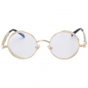 OWL ® Steampunk C8 Gothic Eyewear Sunglasses Women's Men's Metal Round Circle Gold Frame Clear Lens One Pair