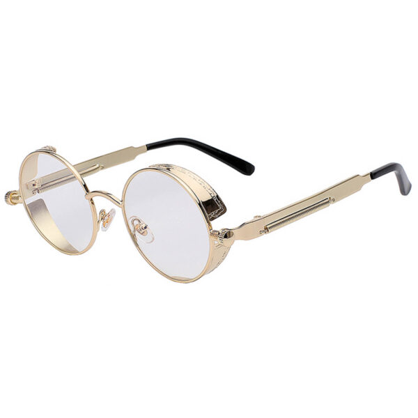 OWL ® Steampunk C8 Gothic Eyewear Sunglasses Women's Men's Metal Round Circle Gold Frame Clear Lens One Pair