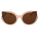 OWL ® 001 C3 Round Eyewear Sunglasses Women's Men's Plastic Round Circle Nude Frame Brown Lens One Pair