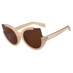 OWL ® 001 C3 Round Eyewear Sunglasses Women's Men's Plastic Round Circle Nude Frame Brown Lens One Pair