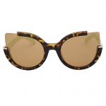 OWL ® 001 C4 Cateye Round Eyewear Sunglasses Women's Men's Plastic Round Circle Leopard Frame Gold Mirror Lens One Pair