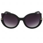 OWL ® 001 C6 Cat Round Eyewear Sunglasses Women's Men's Plastic Round Circle Black Frame Smoke Lens One Pair