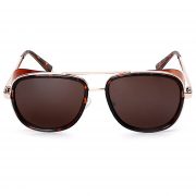 OWL ® 002 C4 Aviator Eyewear Sunglasses Women's Men's Metal Leopard Frame Brown Lens One Pair